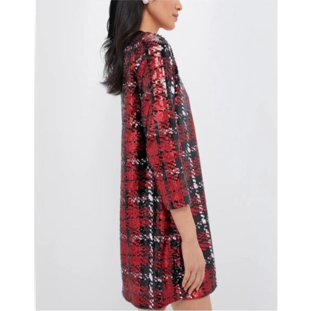 TUCKERNUCK Red and black Houndstooth Sequin dress NEW - Picture 5 of 13